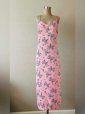 Style & Co. Pink Maxi Dress with Navy Floral Print